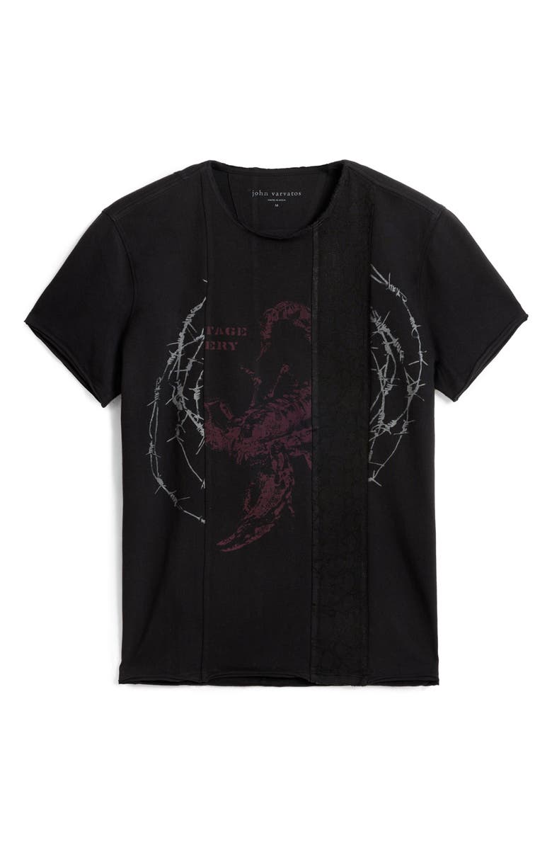 John Varvatos Raw Edge Organic Cotton Graphic T-Shirt, Alternate, color, Black