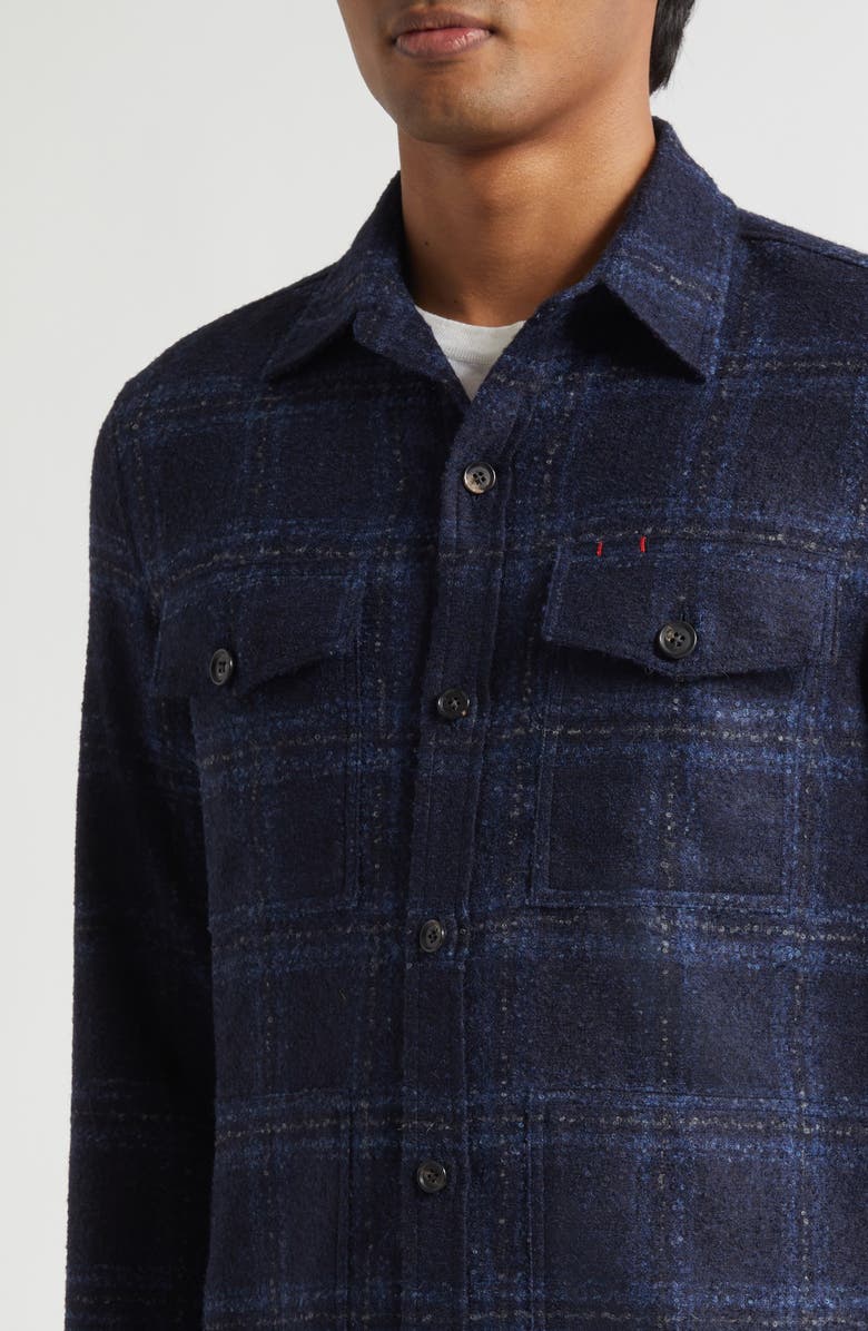 ISAIA Baby Alpaca Blend Bouclé Overshirt, Alternate, color, Blue