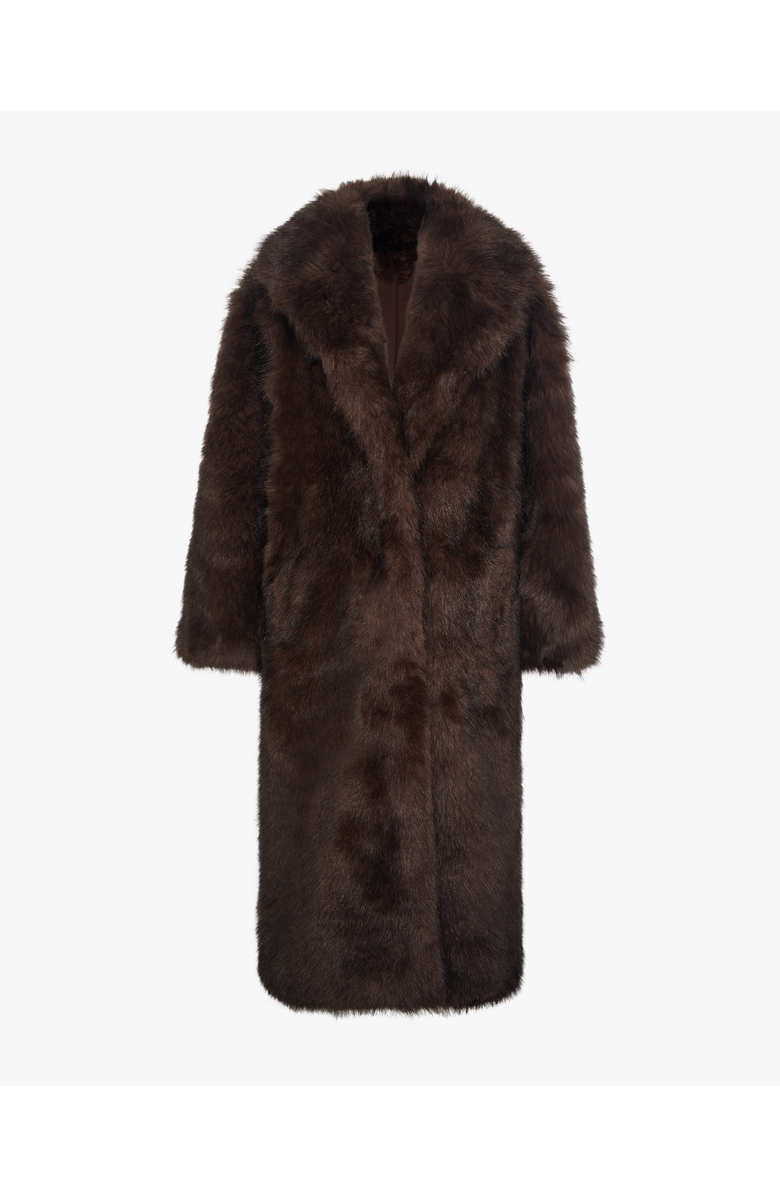 WeWoreWhat Long Faux Fur Jacket, Alternate, color, Dark Brown