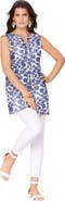 Roaman's Sleeveless Floral Big Shirt