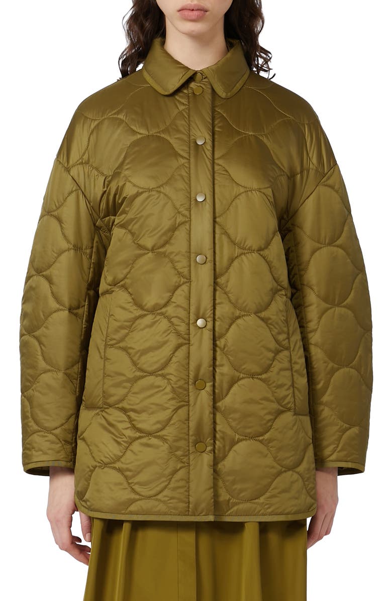MM by Max Mara Zante Nylon Quilted Coat, Main, color, Olive Green