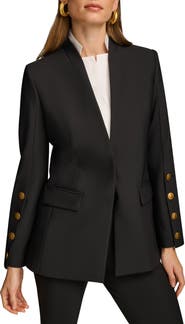 Donna Karan New York Sleeve Button Detail Shawl Collar Jacket