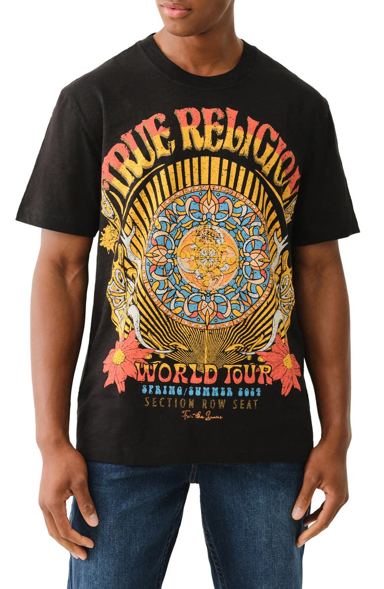 True Religion Rock 'n' Roll Graphic T-Shirt, Main, color, Black