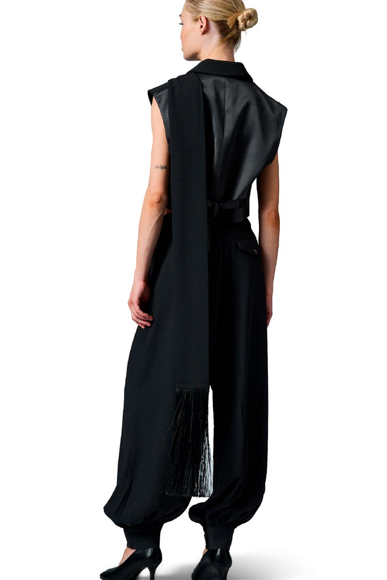 Marnie Cropped Gabardine Waistcoat, Alternate, color, Black