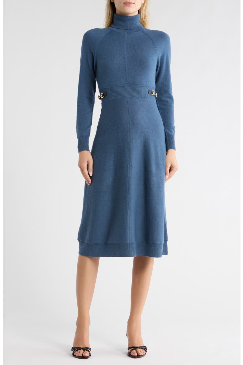 Becky Long Sleeve Turtleneck Wool Sweater Dress, Main, color, SLATE
