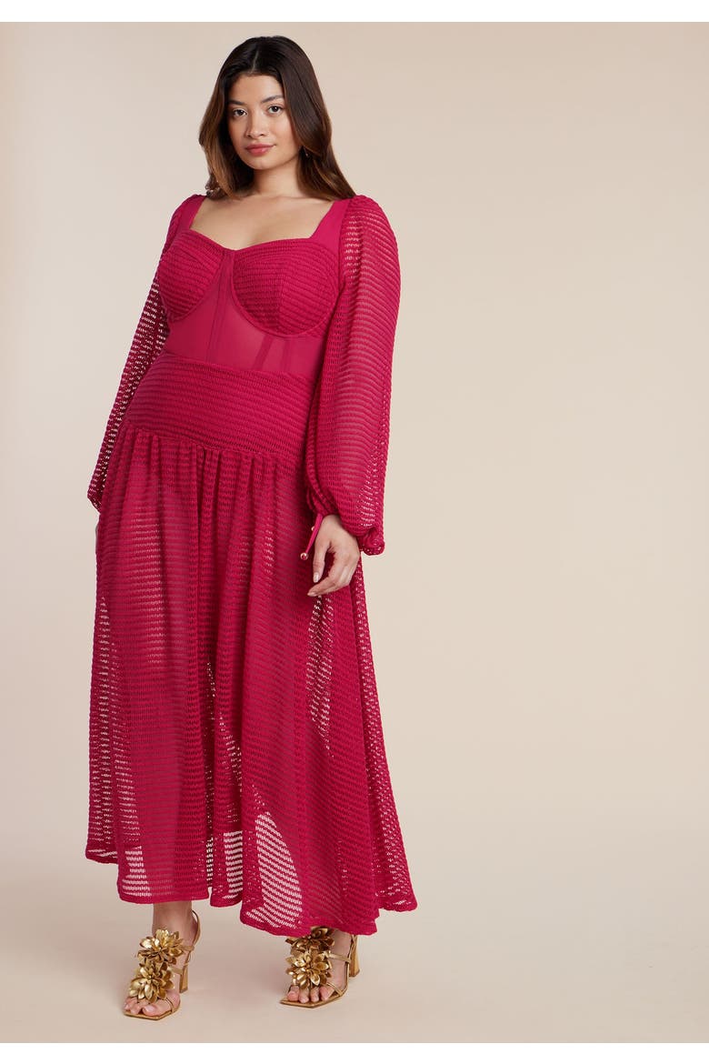 Patbo X Eloquii Corset Waist Maxi Dress, Alternate, color, CRADLE PINK