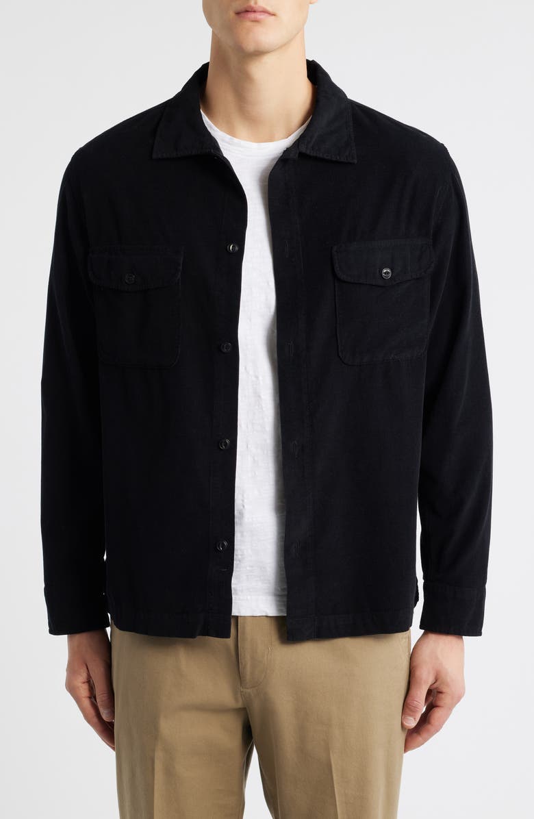 MERZ B SCHWANEN Lightweight Corduroy Shirt Jacket, Main, color, Deep Black