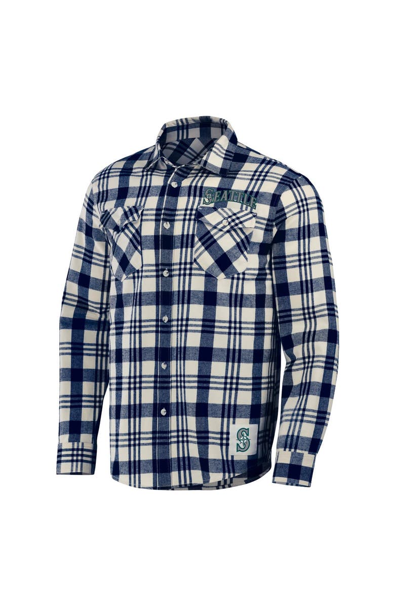Darius Rucker Collection by Fanatics Men's Darius Rucker Collection by Fanatics Navy Seattle Mariners Plaid Flannel Button-Up Shirt, Alternate, color, Navy