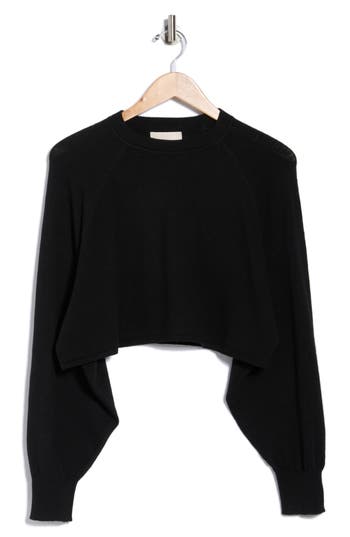 Industry Republic Clothing Raglan Sleeve Crop Sweater In Black