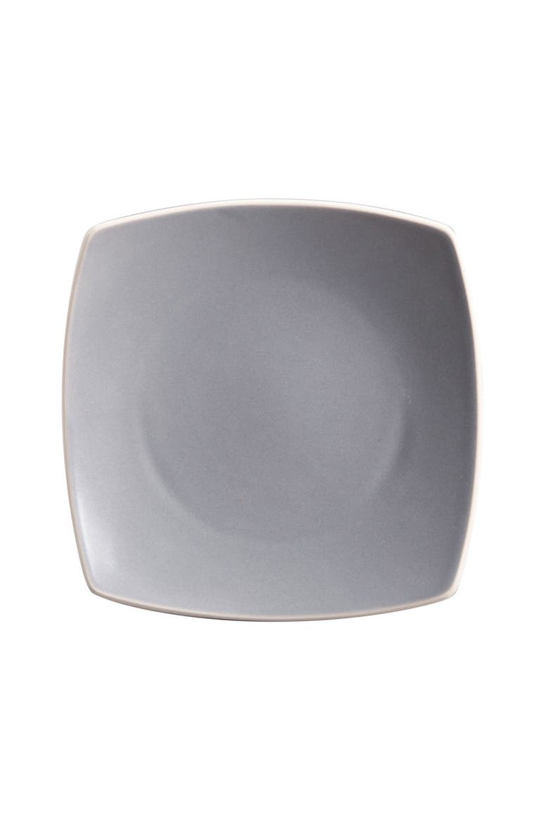16 Piece Soft Square Stoneware Dinnerware Set, Alternate, color, Grey