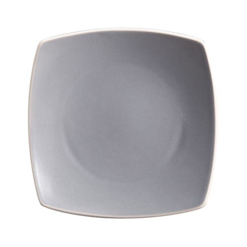 Gibson Home 16 Piece Soft Square Stoneware Dinnerware Set In Gray