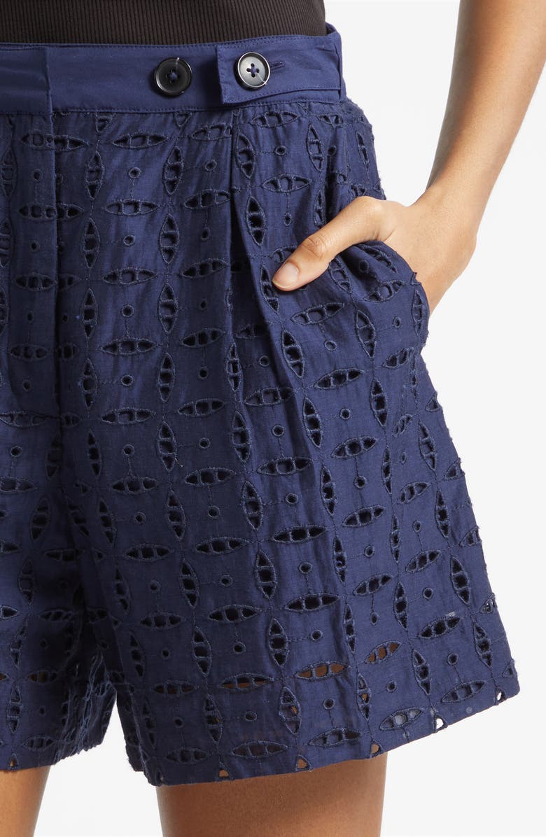 Derek Lam 10 Crosby Boswell Eyelet Lace Shorts, Alternate, color, Navy