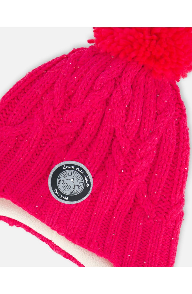 Deux par Deux Girl's Peruvian Knit Hat Fuschia Pink, Alternate, color, 