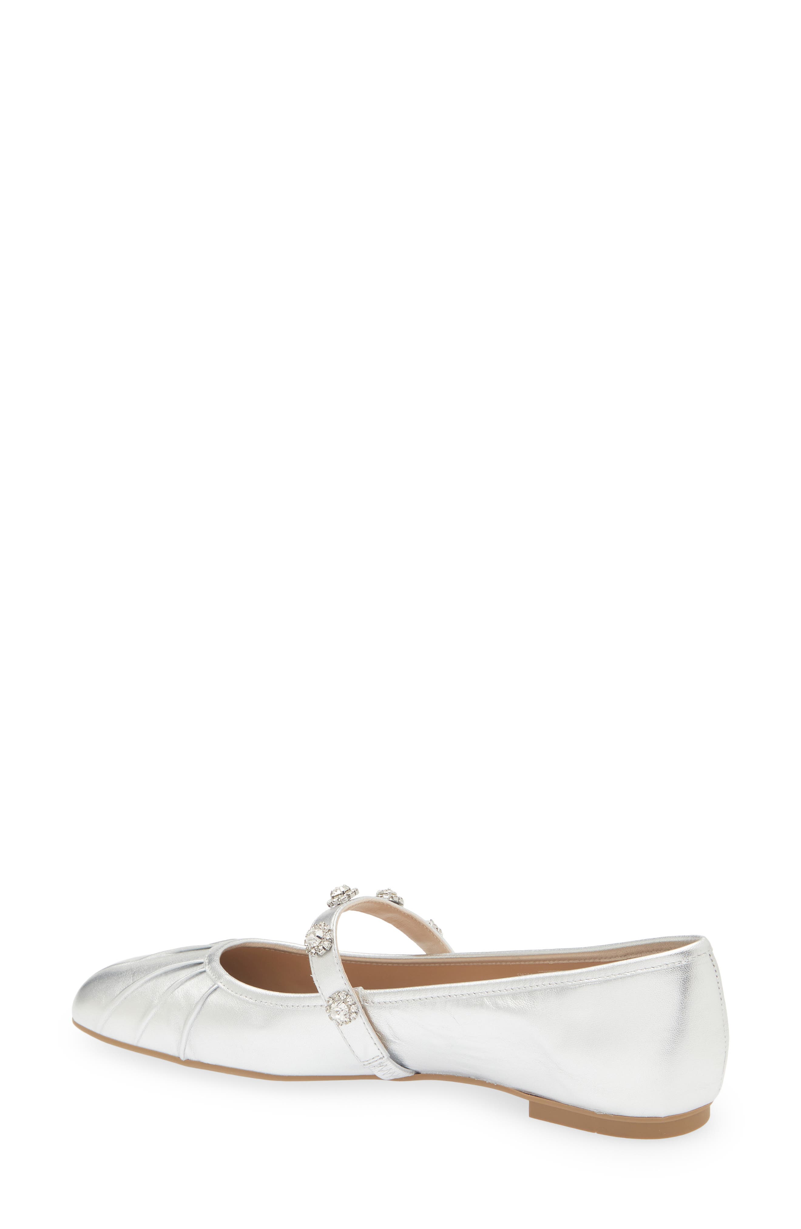 Stuart Weitzman Justina Mary Jane Ballet Flat, Alternate, color, Silver