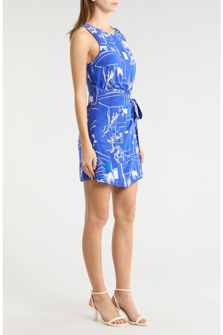 Mims Town Janis Faux Wrap Minidress, Alternate, color, WHITE-BLUE-MULTI