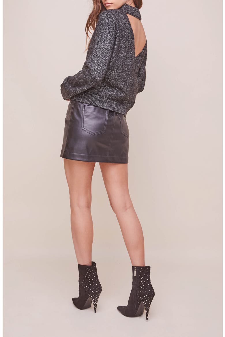 Arabella Mock Neck Sweater, Alternate, color, BLACK-SILVER