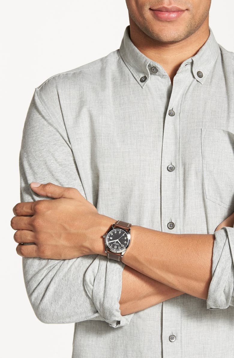 Victorinox Swiss Army<sup>®</sup> 'Infantry' Leather Strap Watch, 40mm, Alternate, color,