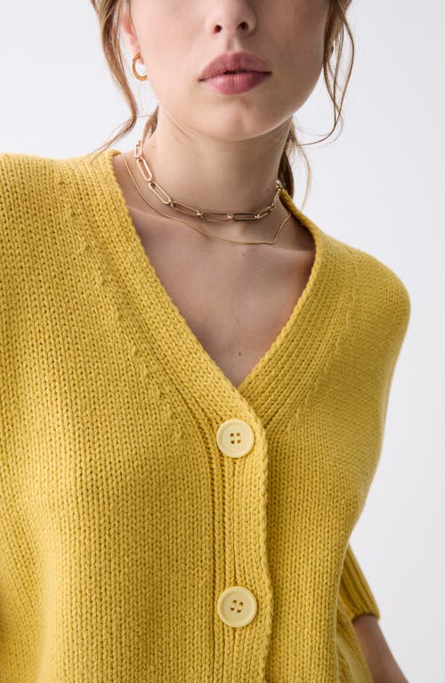 Deluc Ayden Chunky Crop Cardigan In Yellow