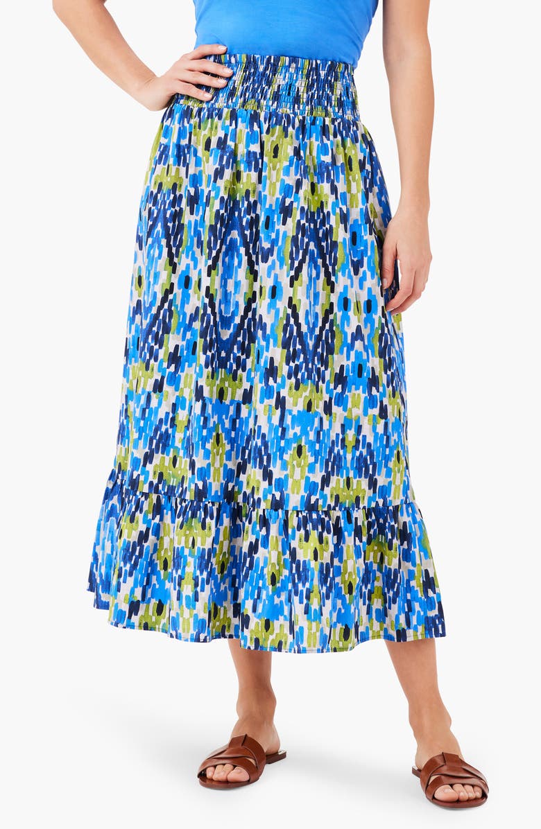 NIC+ZOE Diamond Dash Tiered Maxi Skirt, Main, color, Blue Multi