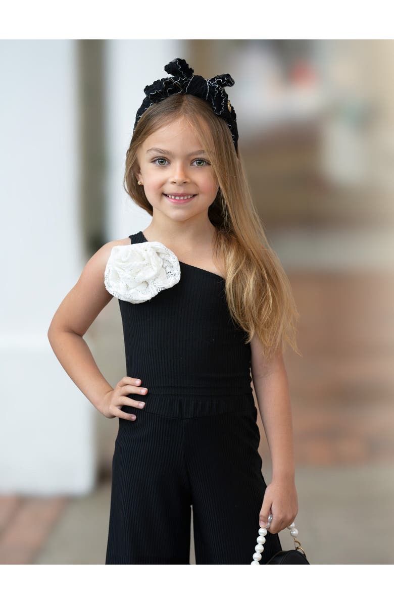 Mia Belle Girls Bloom With Elegance One Shoulder Top and Palazzo Pants Set, Alternate, color, 