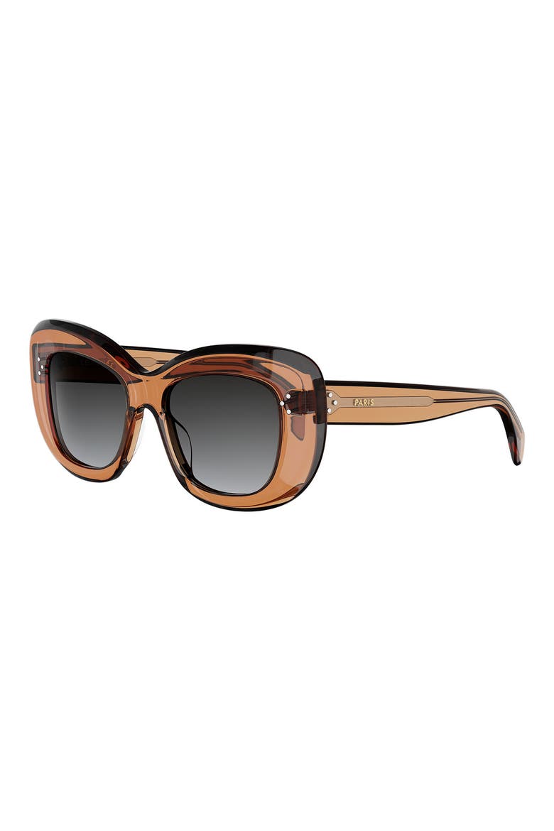 53mm Gradient Geometric Cat Eye Sunglasses, Alternate, color, ORANGE/ GRADIENT SMOKE