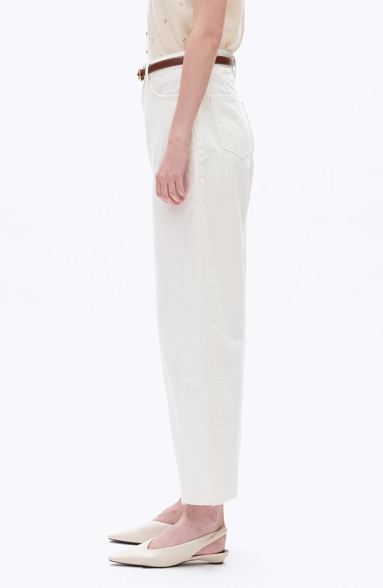 Bayeas Raw Hem Super High Waist Barrel Jeans, Alternate, color, White