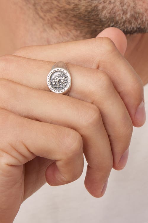 Shop Oradina Mens Guardian Signet Ring In Silver