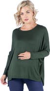 24seven Comfort Apparel Oversized Long Sleeve Maternity Dolman Top
