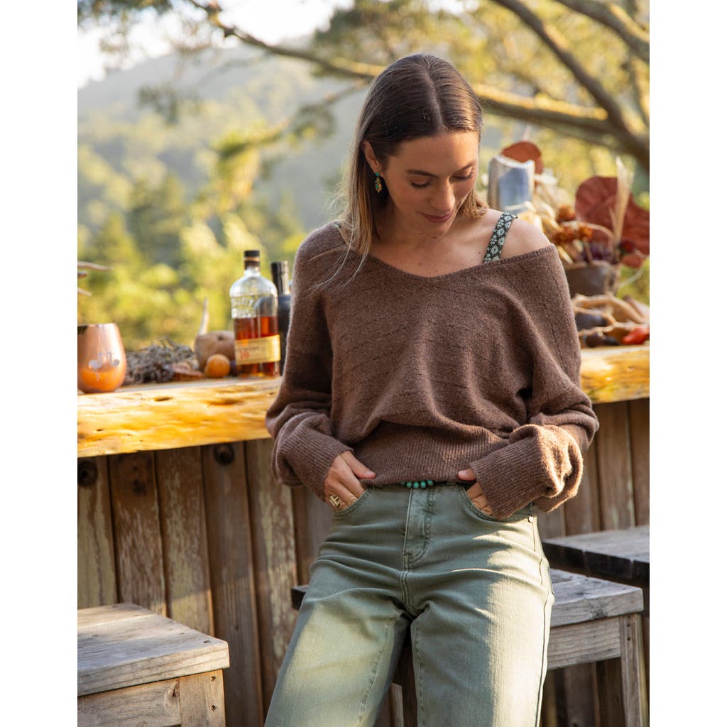 Carve Designs Ruth Reversible Fuzzy Sweater In Brown