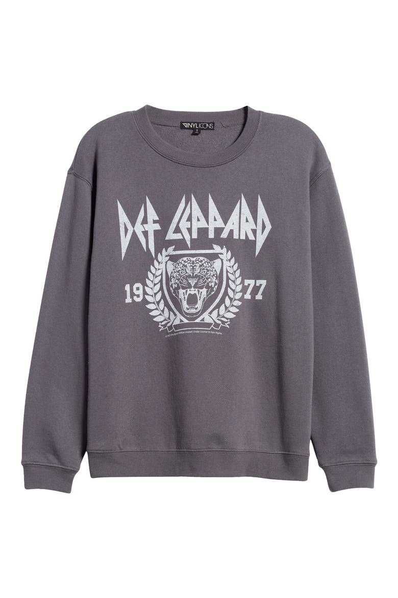 Def Leppard Fleece Graphic Sweatshirt, Alternate, color, WASHED BLACK
