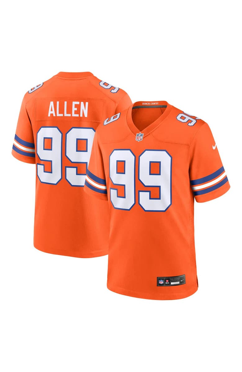 Nike Men's Nike Zach Allen Orange Denver Broncos Alternate Game Jersey, Main, color, 