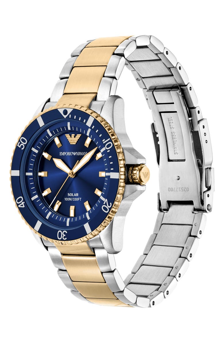 Emporio Armani World Explorer Solar Two-Tone Bracelet Watch, 42mm, Alternate, color,