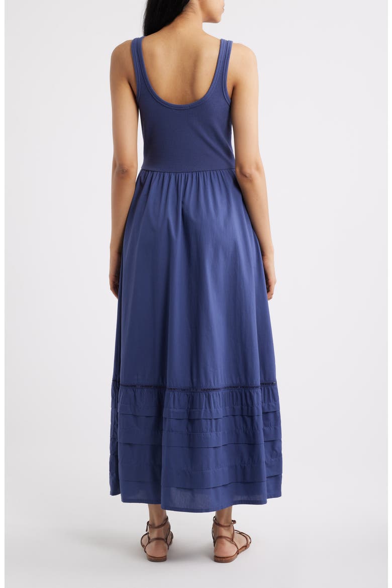 Lexi Rib & Poplin Sleeveless Midi Dress, Alternate, color, NAVY