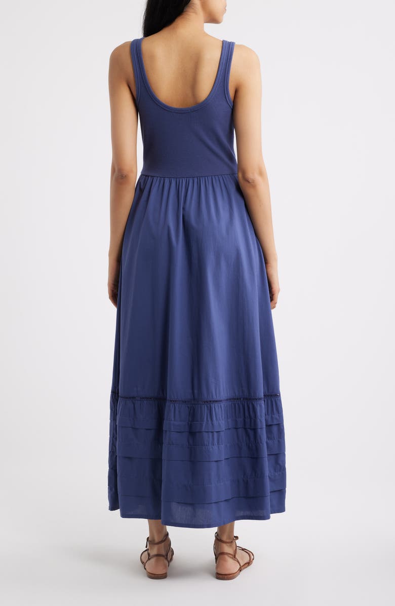 Marine Layer Lexi Rib & Poplin Sleeveless Midi Dress, Alternate, color, Navy