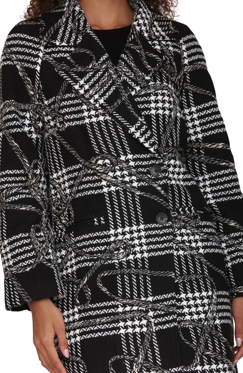 Avec Les Filles Raglan Sleeve Walker Coat, Alternate, color, Black-White Plaid