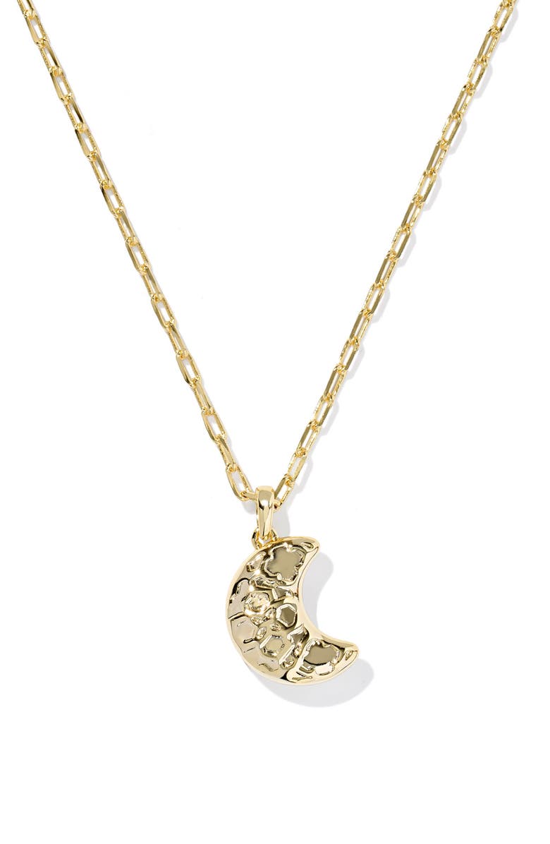 Kendra Scott Moon Pendant Necklace, Alternate, color, Gold White Opalescent Resin