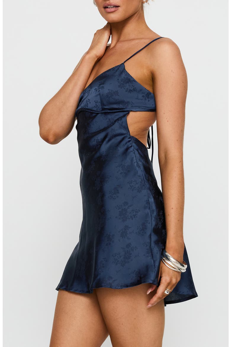 Clemence Satin Mini Slipdress, Alternate, color, NAVY