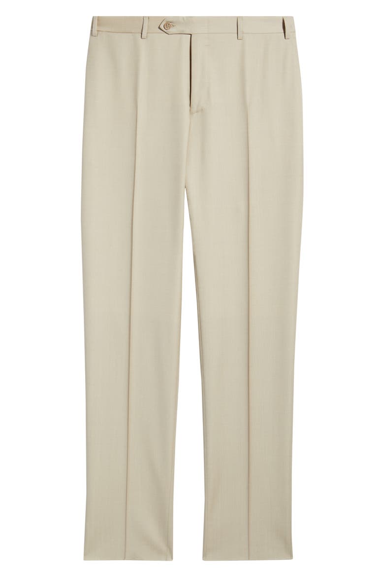 Siena Regular Fit Flat Front Wool Twill Dress Pants, Alternate, color, BEIGE