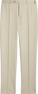 Canali Siena Regular Fit Flat Front Wool Twill Dress Pants