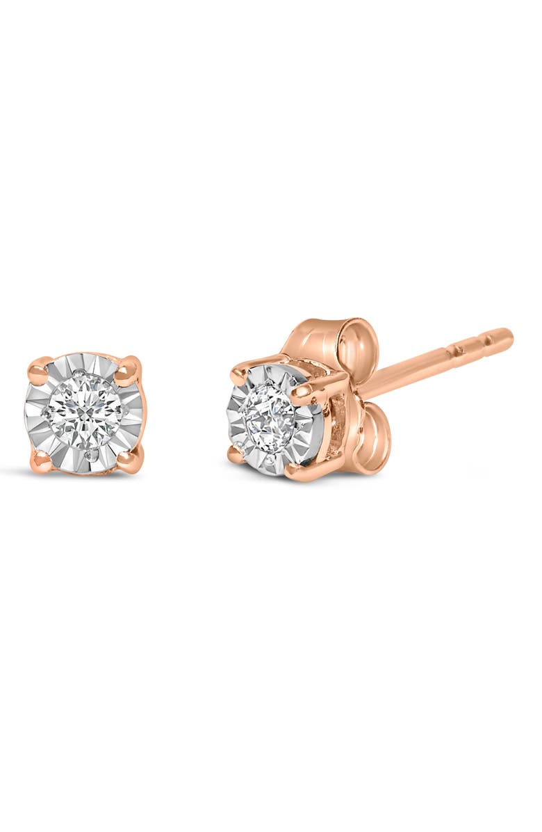 Haus of Brilliance Silver 1/10 Cttw Lab Grown Diamond Miracle-Set Stud Earrings, Alternate, color, Rose