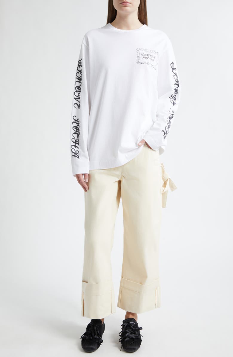 Simone Rocha Pillowcase Logo Print Long Sleeve T-Shirt, Alternate, color, White/ Black