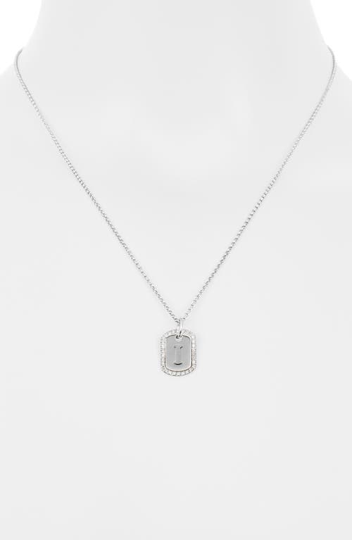Meshmerise Diamond Initial Dog Tag Pendant Necklace In White-i