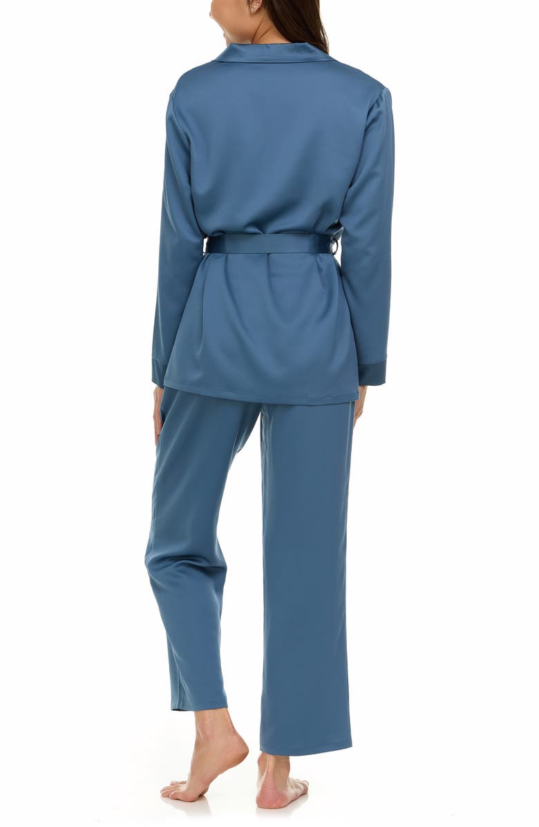 Flora By Flora Nikrooz Hazel Hammered Satin Pajamas, Alternate, color, Dark Teal