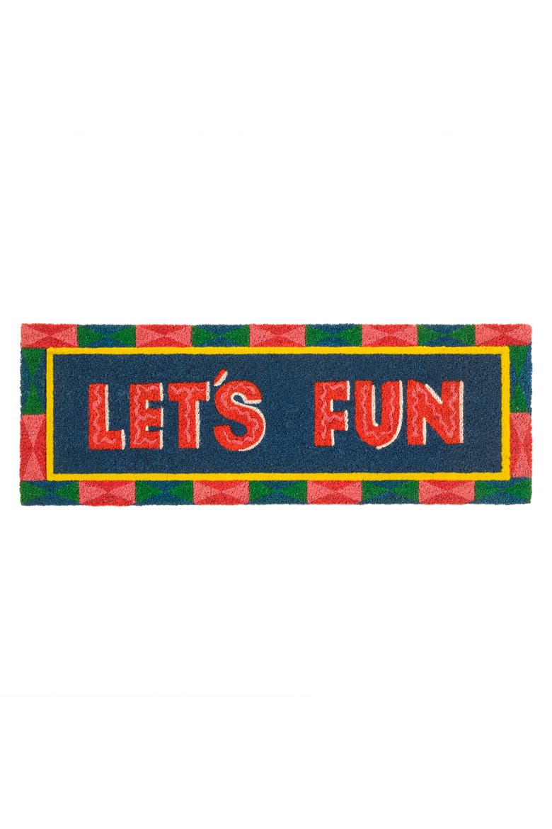 Kerala Let'S Fun Coir Doormat 14" x 39", Main, color, Blue