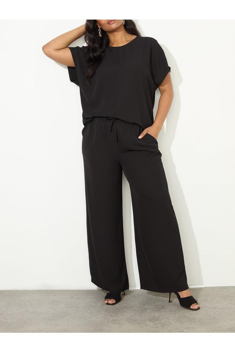Drawstring Waist Wide Leg Pants, Alternate, color, Black