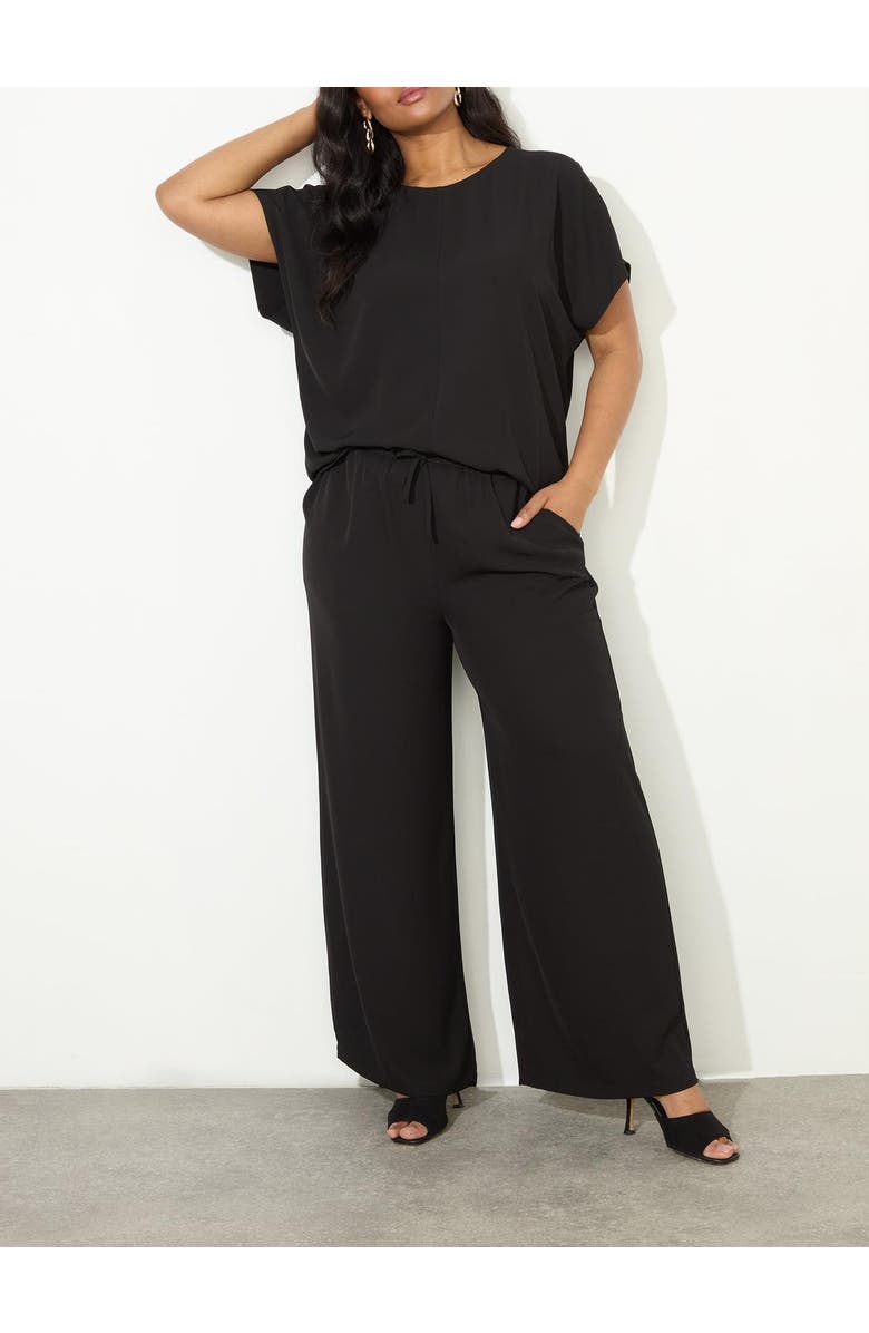 Live Unlimited Drawstring Waist Wide Leg Pants, Alternate, color, Black