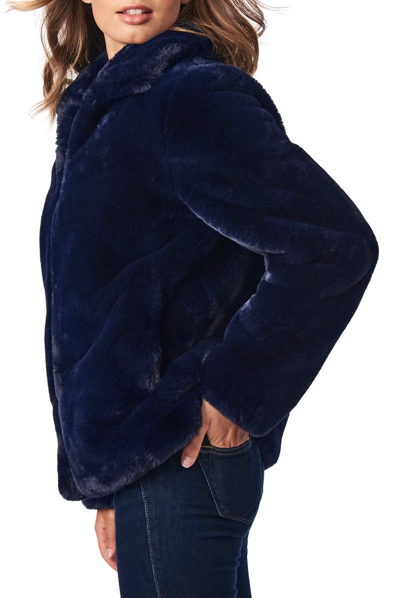 Faux Fur Jacket, Alternate, color, NAVY
