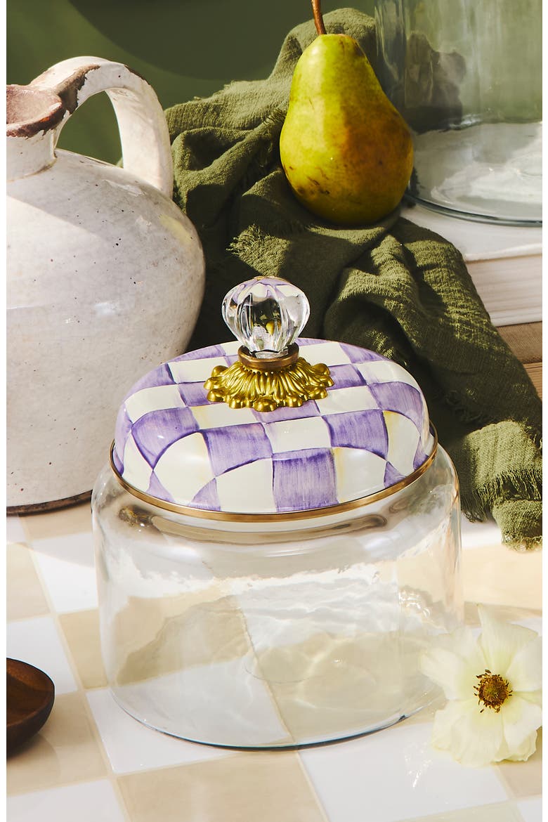 Violet Check Small Kitchen Canister, Alternate, color, VIOLET