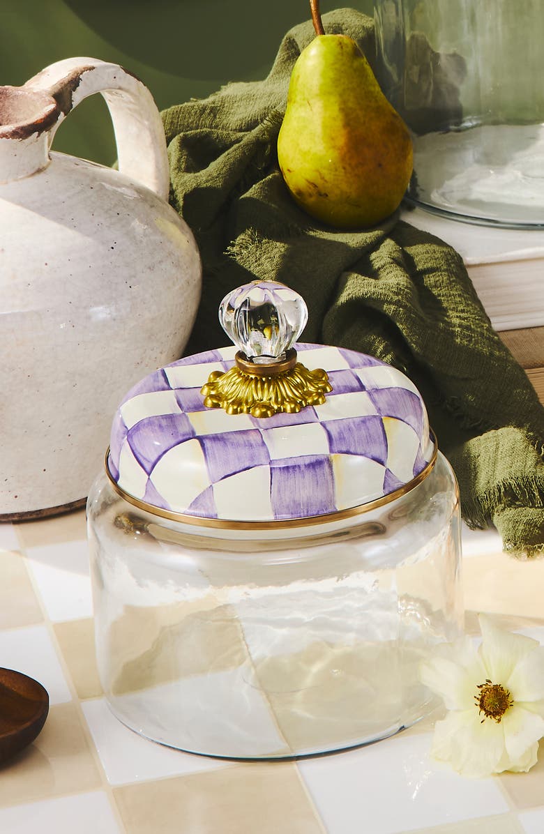 MACKENZIE CHILDS Violet Check Small Kitchen Canister, Alternate, color, Violet