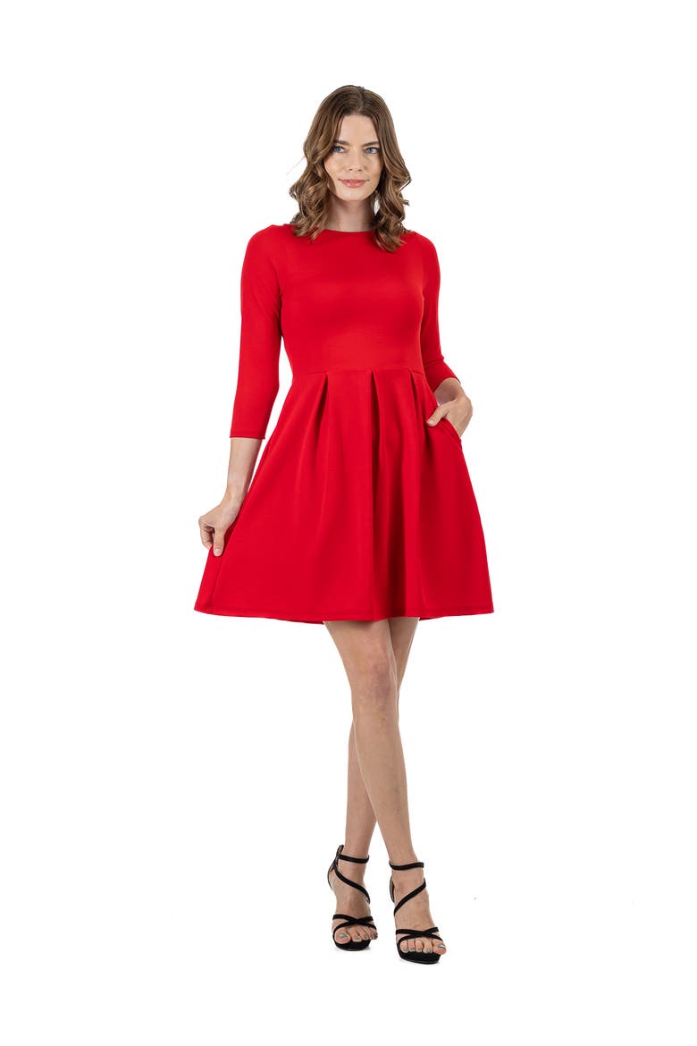 Perfect Fit and Flare Pocket Dress, Main, color, Red